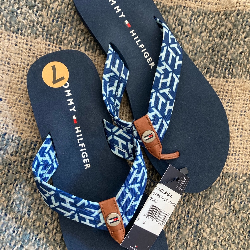 Tommy Hilfiger Dark Blue Patterned Flip Flops
